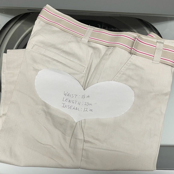 Kim Rogers Cream Pinstripe 4 Pocket Belted Bermuda Shorts NWT - Picture 4 of 8